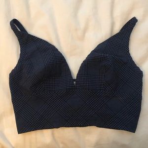 black and blue plaid bralette top